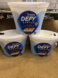 3 Downy Defy Damage Total Wash Conditioning Beads UNSCENTED 19.5 Oz. each Tub - Picture 1 of 4