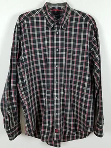 NAUTICA long sleeved button front plaid black red and white shirt sz M - Picture 1 of 5