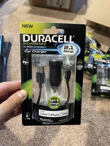 Lot Of 10 Duracell Car Charger Rechargeable Sync 2.1AMP iPhone, iPod, iPad - Picture 1 of 6