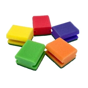 Topfschwamm 5er Set mit Griffleiste, bunt und farbenfroh, Putzschwamm zweiseitig - Bild 1 von 6