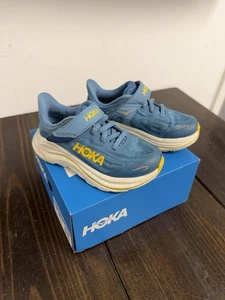 HOKA K CLIFTON 10 LITTLE KIDS 1168873 / ALF -Blue- Excellent Condition Size 11MD - Picture 1 of 23