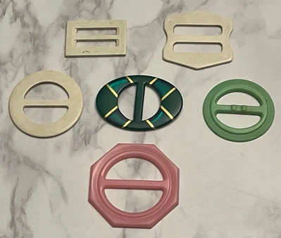 Bufanda de plástico vintage 6 hebilla de cinturón deslizable H-71 Foto 1 de 4