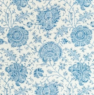 Tela de cortina Lee Jofa 'INDIENNES FLORAL - DELFT' 4,7 METROS mezcla de lino Foto 1 de 4