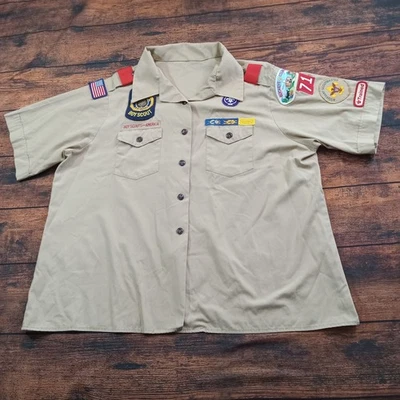Boy Scouts Official Woman's Blouse Short Sleeve 38/40 Tan Made in USA - Image 1 of 4