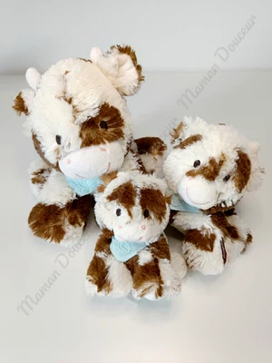 Lot Peluche/Doudou Milky Vache Blanc Crème Marron Bleu Les Amis 10/19/24cm Kaloo - Image 1 of 4