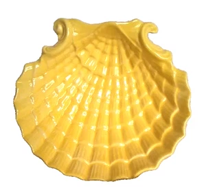 Plato Shell - Plato de cerámica vintage con forma de cáscara amarilla - Imagen 1 de 8