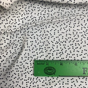 2 yds 33" x 60”W  Vintage Rayon Beige Black Polka Dots Design Fabric NOS - Picture 1 of 7