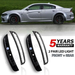 4X Luz de señalización lateral LED ahumada para Dodge Charger 2015-2022 lente blanca de carrocería ancha - Imagen 1 de 12