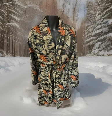 复古 Fruit Of The Loom 迷彩猎人抓绒浴袍 LF 开放式包裹式柔软 OSFA — 第 1/4 张图片