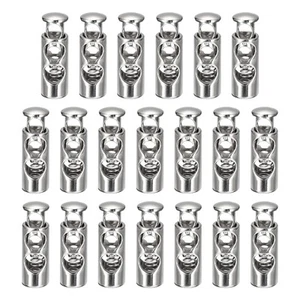 30 Stück Doppellöcher Feder Knebel Stopper Schnurschloss Weiß Nickel - Bild 1 von 7