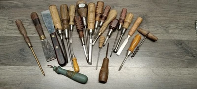 Старые отвертки/стамески деревянные ручки инструменты шкафчик инструменты лот США лот из 22 - Изображение 1 из 4