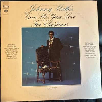 Vintage 1969 Johnny Mathis Give Me Your Love For Christmas LP Vinyl Xmas  - Image 1 of 4