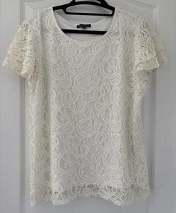 Top Adrianna Papell Manga Gorra Encaje Crema XL Completamente Forrado - Imagen 1 de 5