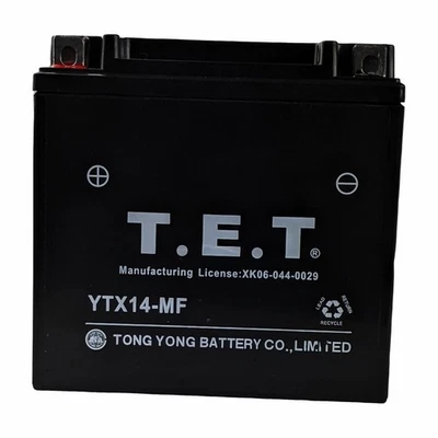 Batería 12V 14Ah YTX14-BS AGM para Honda CB500F CBR500R, Kawasaki Ninja 400 ZX6R Foto 1 de 4