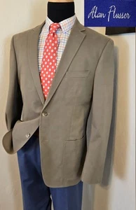 Alan Flusser Cotton Blazer Men 42L Sport Coat Top Stitch 2 Button Jacket - Picture 1 of 21