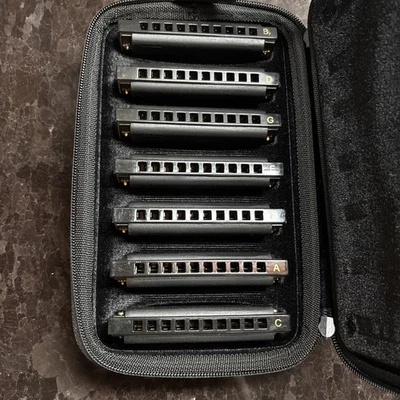 Hohner International Blues Band 7 Piece Harmonica Set A-G w/ Hard Zip Case - Image 1 of 3