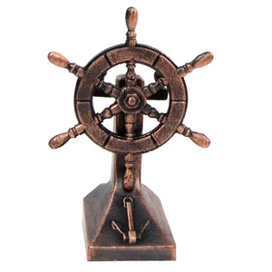 Bronze Metal Ships Helm Ship Wheel Miniature Replica Die Cast Pencil Sharpener - Picture 1 of 3