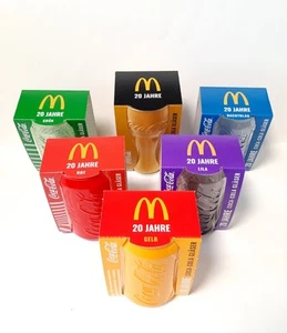 McDonalds Coca Cola Glas Komplettes 6er Set 2025 20 Jahre mit Gold Neu OVP - Picture 1 of 7