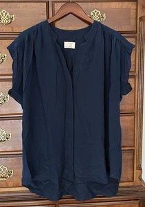 Billy Reid 100% Seide Bluse Shirt M/L dunkelblau Tank fließend Tunika Flatter - Bild 1 von 5