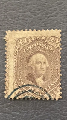 US Scott #78b Nm hinged 1862, 24c gray Washington, Unobtrusive Cancel, Offcenter - Изображение 1 из 2