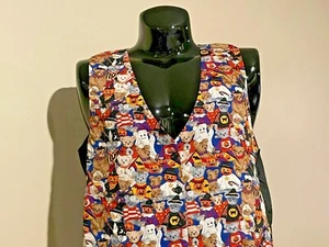 Vintage Halloween Teddy Bear Vest XL Made in USA Pumpkin Fall Costume - Picture 1 of 9