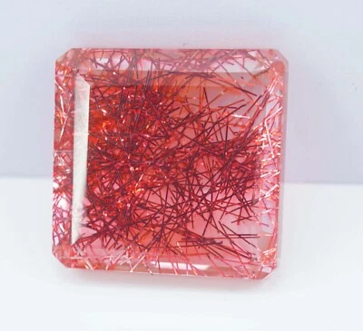 Natural Certified 208.95  Ct Radiant Cut Orange Rutilated Quartz Loose Gemstone - Image 1 of 4