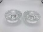 Set of 2 Vetreria Etrusca Italy Crystal Clear Candle Stick Holders w/ Stickers