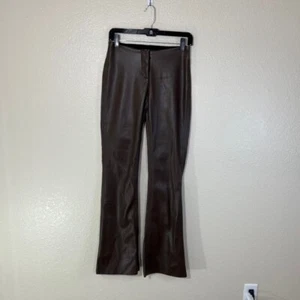 I.AM.GIA Pants Brown Faux Leather Flare Leg Low-mid Rise Stretch Size XS - Picture 1 of 4