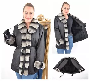 A1602 JACKE MIT ECHTEN KANICHENFELL BESATZ ECHT PELZ INLETT PELZJACKE LAPIN - Bild 1 von 24