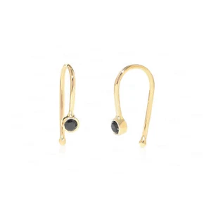 0.12 CT. GENUINE BLACK DIAMOND HANDMADE MINI HOOP DESIGN EARRINGS IN 14K GOLD - Picture 1 of 7