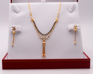 22K/ 22ct Yellow Gold Ladies Mangalsutra Necklace and Earrings Set 20'' inch 916