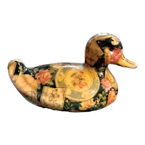 Schöne Keramik Ente Köder Floral Decoupage Figur 8" lang bunt - Bild 1 von 5