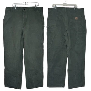 Carhartt Green B11 MOS Duck Canvas Dungaree Fit Carpenter Pants Men's Size 42X34 - Picture 1 of 8