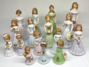 Enesco Growing Up Birthday Girls Brunette Porcelain Figurines LOT of 16 - Picture 1 of 18