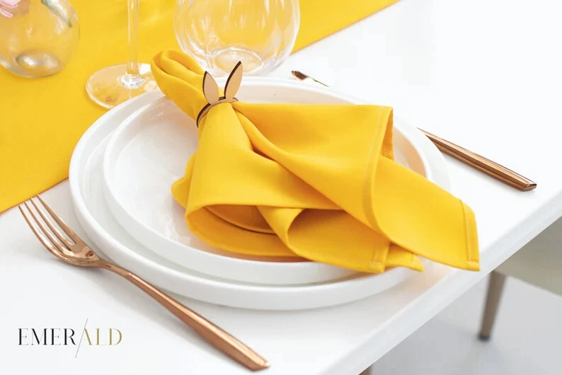 50 Piece Yellow Mustard Napkins Handcrafted Family Event Table Decor Napkins - Image 1 of 4