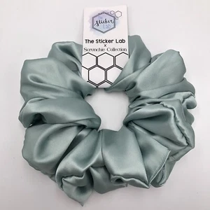 Handmade Women's Scrunchies Light Blue Satin Hair Tie Size Jumbo - Picture 1 of 3