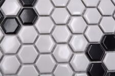 Handmuster Mosaikfliese Keramik Mosaik Hexagonal mix beige schwarz glänzend  ...
