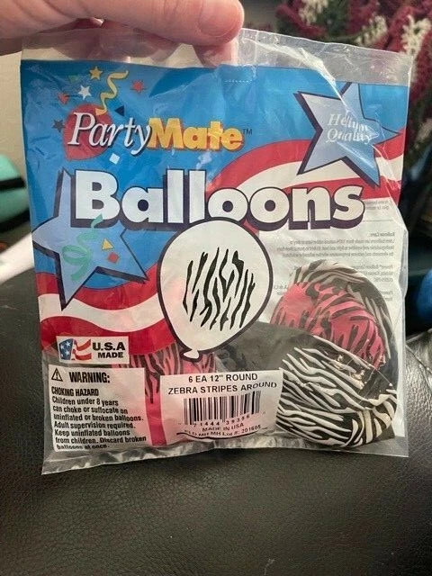 PartyMate Multicolor Zebra Stripes Pack of 6 12" Round Latex Balloons New!!! - Image 1 of 1