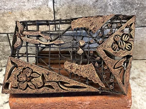 Antique VTG Indonesia Metal Copper Batik Textile Fabric Java TJAP Stamp Block - Picture 1 of 16