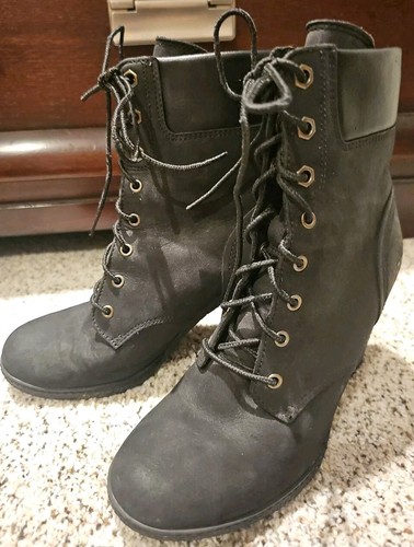 Timberland Earthkeepers Stivali Glanci Donna 6 Neri Nabuk 3 3 8"" Tacco 6"" Lacciati