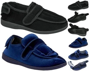Diabetic Orthopaedic Mens Hard Sole Extra EEE Fit Wide Opening House Slippers - Picture 1 of 8