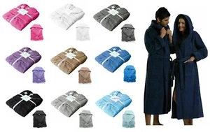 Bathrobe Dressing Gown Hooded Shawl Collar 100% Egyptian Cotton Towel Men Women - Picture 1 of 36