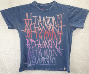 Altamont Skateboarding All Over Script Stonewashed T Shirt Large Blue