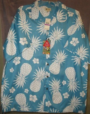 NEW ! Haggar short sleeve men's 100% polyester Hawaiian/Aloha shirt size XXL - Image 1 of 2