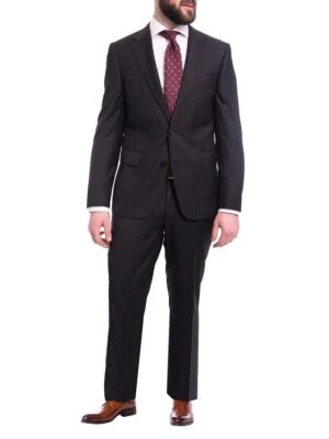Napoli Modern Fit Solid Charcoal Gray Half Canvassed Wool Cashmere Blend Suit - Image 1 of 4