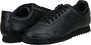 ORIGINAL PUMA ROMA BASIC TRAINERS. BLACK LEATHER UPPER, 14 UK, 49.5 EU, NEW - Picture 1 of 12