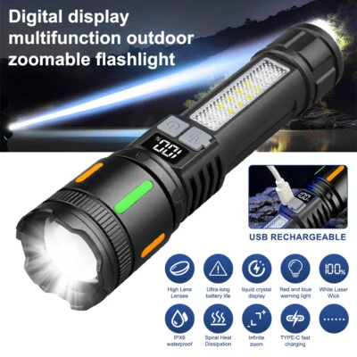 350000000 Lumen Super Bright LED Tactical Flashlight Rechargeable LED Work Light