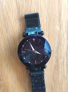 Unbranded ladies Black Prism Glass Glitter stainless Steel strap quartz watch - Picture 1 of 10