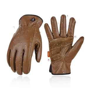 Vgo 1 par de guantes de trabajo de cuero de vaca sin forrar, parcheado de palma resistente al agua (CA9597WP) - Imagen 1 de 7