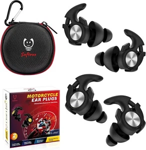 Motorcycle Ear Plugs 2 Pairs, Wind Noise Reduction & Premium Hearing Protection - Picture 1 of 7